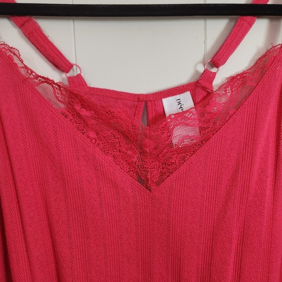 Deesse Addition Elle Pink Lace Tank Top Loungewear Sleepwear PJs Lingerie 1x - Picture 6 of 9